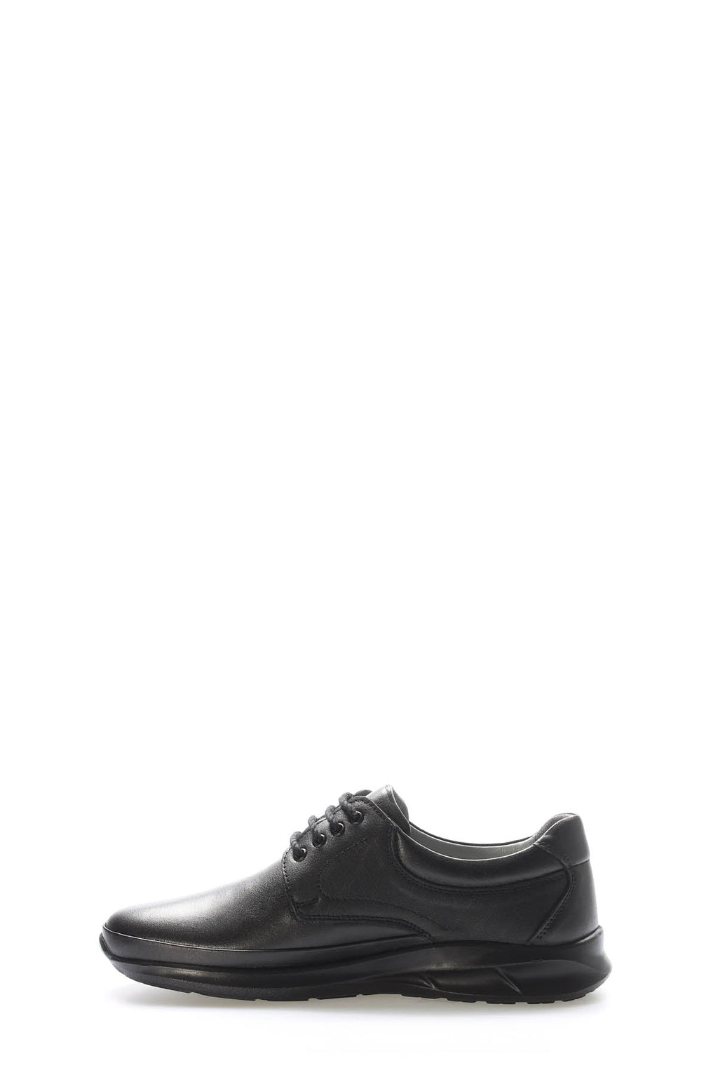 Black Leather Raised-Sole Casual Sneakers for Men | Wessi