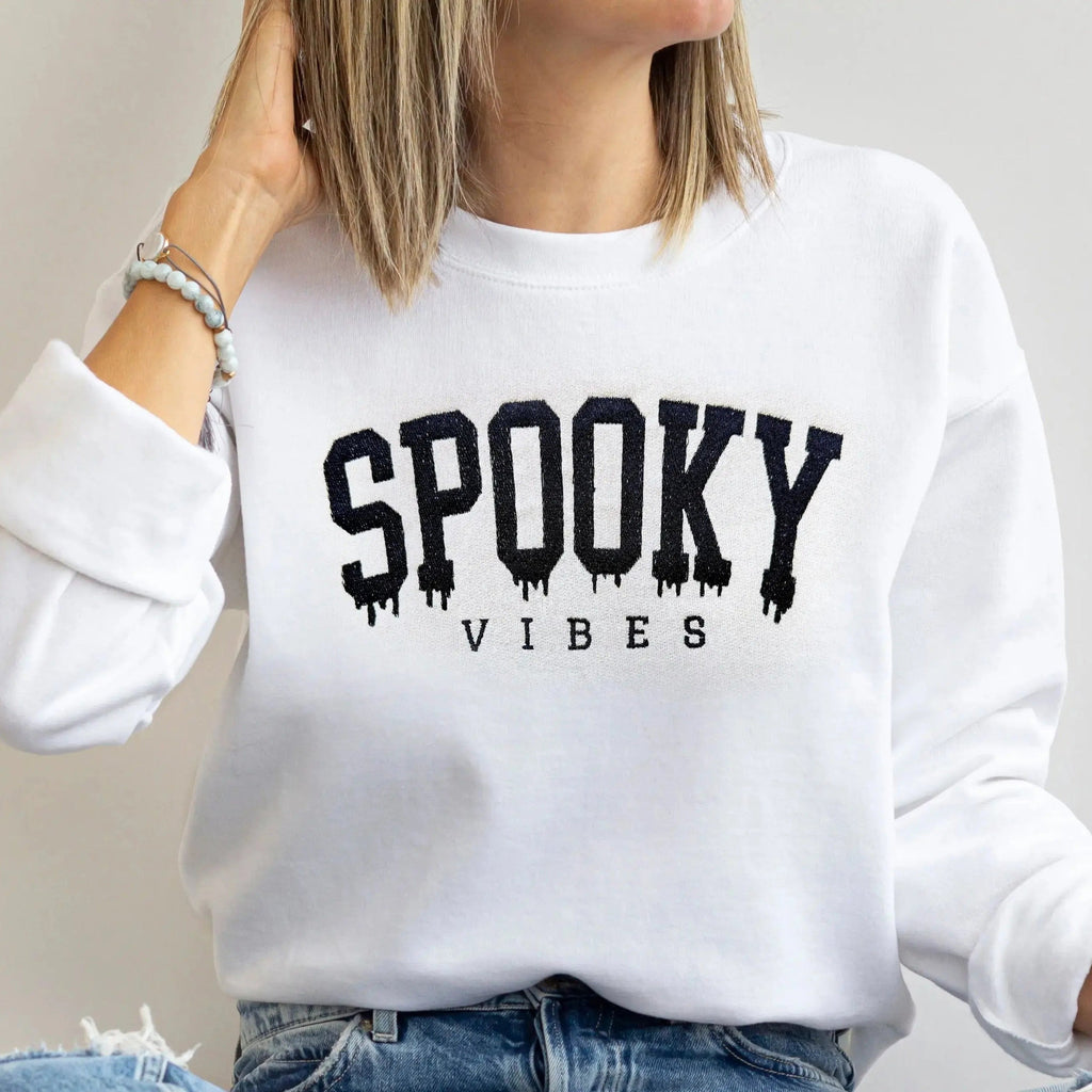 Spooky Vibes Embroidered Matching Sweatshirts for Halloween