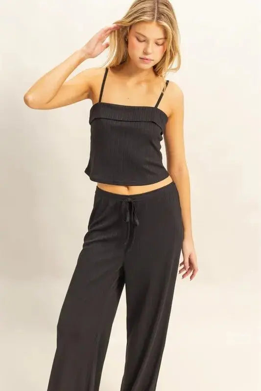 Women's Loungewear Set - Rib Knit Two Piece - Cozy Comfort
