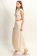 Women's Skirt Set Sleeveless Maxi Skirt Set - Comfortable - Two Piece Outfit