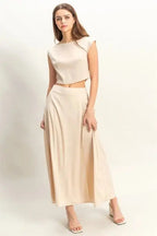 Women's Skirt Set Sleeveless Maxi Skirt Set - Comfortable - Two Piece Outfit