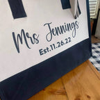 Mrs. Last Name Est Year Tote Bag Personalized Date Wedding Tote Bridal Shower Gift Honeymoon Gift Customized Wedding Gift Bridesmaid Gift
