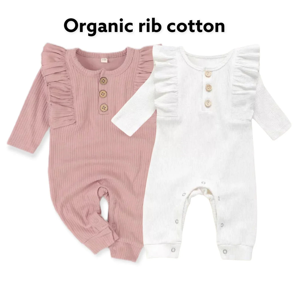 Organic Ruffle long sleeve romper