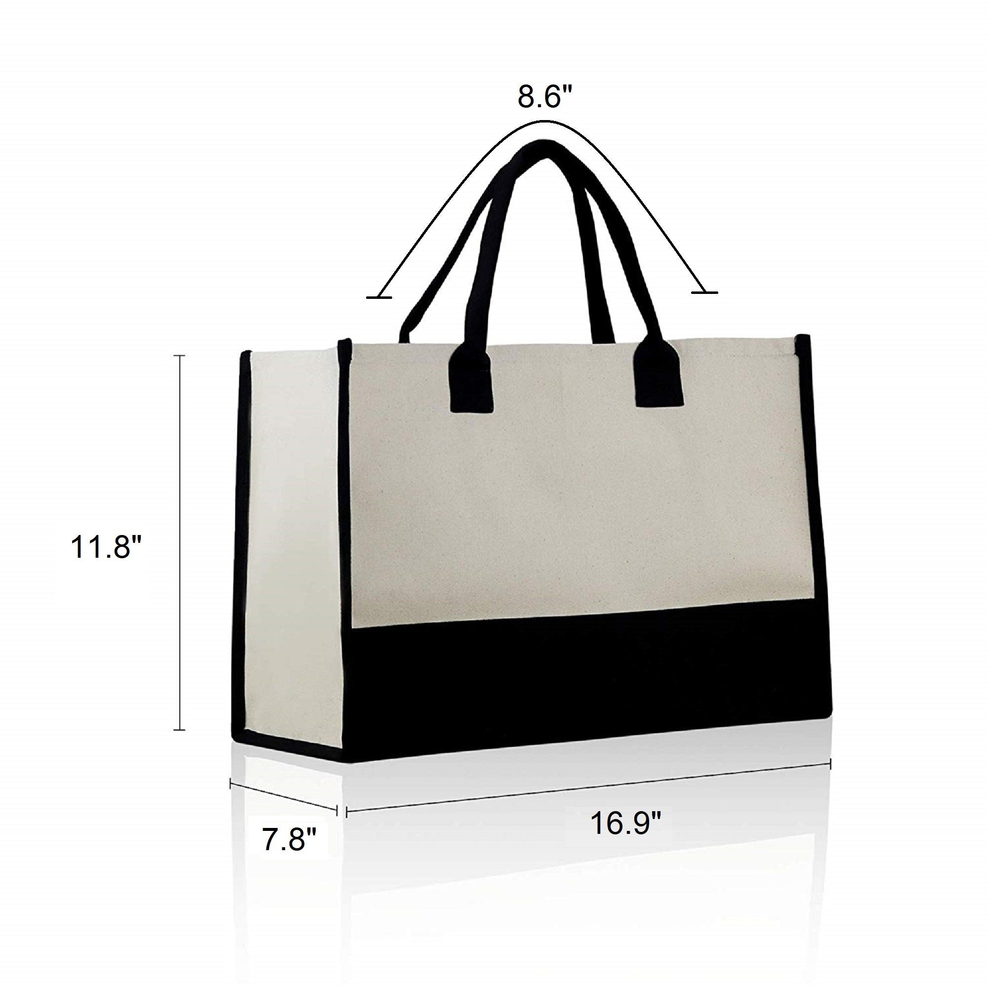 Personalized Cotton Canvas Beach Tote Bag Monogram Tote Bag Initial Canvas Tote Bridesmaid Gift Tote Custom Beach Bag Gift for Her A-Z