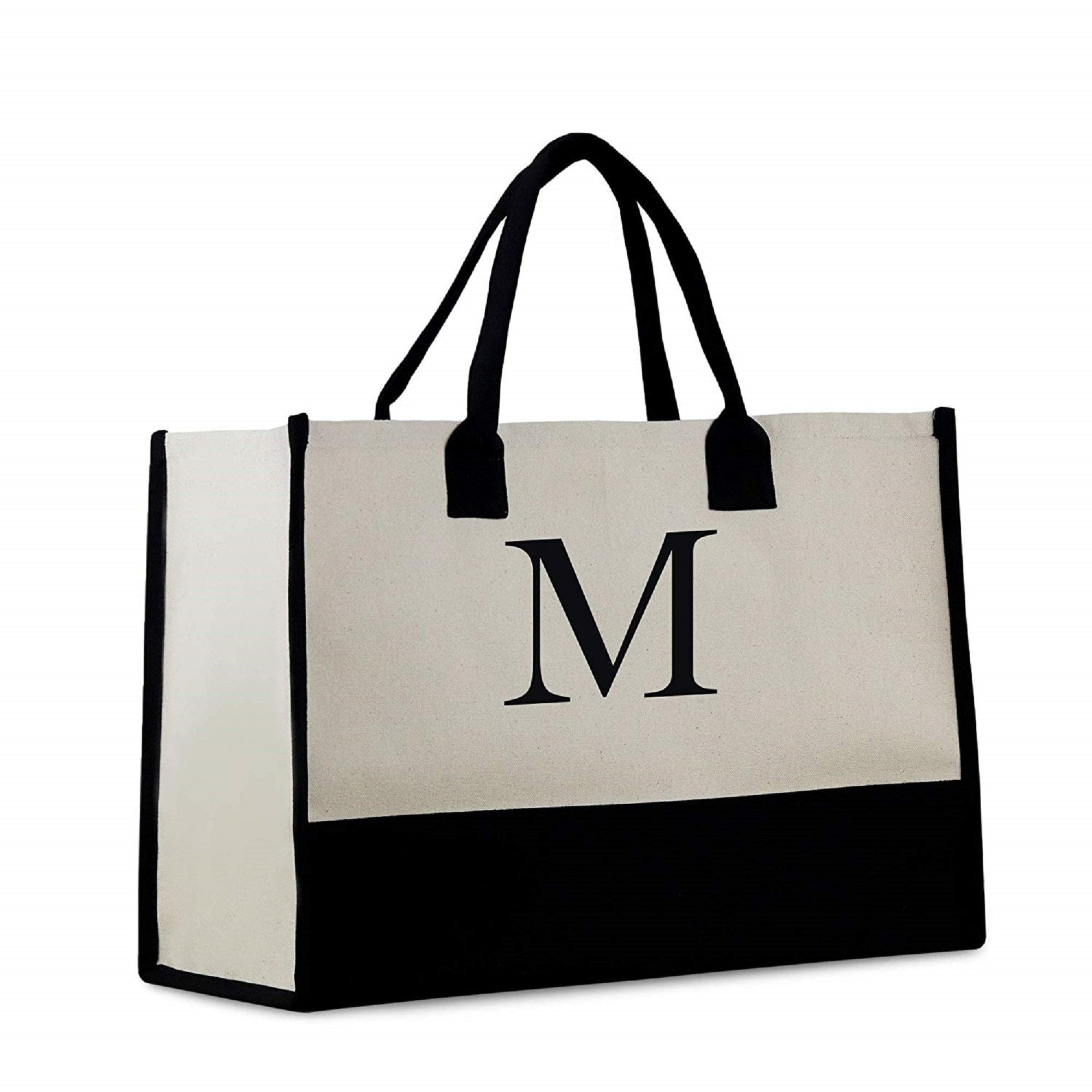 Personalized Cotton Canvas Beach Tote Bag Monogram Tote Bag Initial Canvas Tote Bridesmaid Gift Tote Custom Beach Bag Gift for Her A-Z