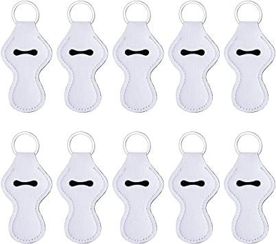 10x Blank Chapstick Sleeve Key Holder, White Sublimation Ready Chapstick Holders, Sublimation Key Ring, Neoprene Sublimation Lip Balm Holder