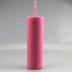 Pastel Straight Blank Tumblers, 16 oz Matte Tumblers, Double Wall Acrylic Tumbler With Straw and Screw Lid