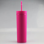 Pastel Straight Blank Tumblers, 16 oz Matte Tumblers, Double Wall Acrylic Tumbler With Straw and Screw Lid