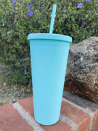 Pastel Cup Blank Cups Tumblers, 24 oz Matte Tumblers, Double Wall Acrylic Tumbler With Straw and Screw Lid BPA Free