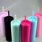 Pastel Straight Blank Tumblers, 16 oz Matte Tumblers, Double Wall Acrylic Tumbler With Straw and Screw Lid