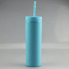 Pastel Straight Blank Tumblers, 16 oz Matte Tumblers, Double Wall Acrylic Tumbler With Straw and Screw Lid