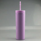 Pastel Straight Blank Tumblers, 16 oz Matte Tumblers, Double Wall Acrylic Tumbler With Straw and Screw Lid