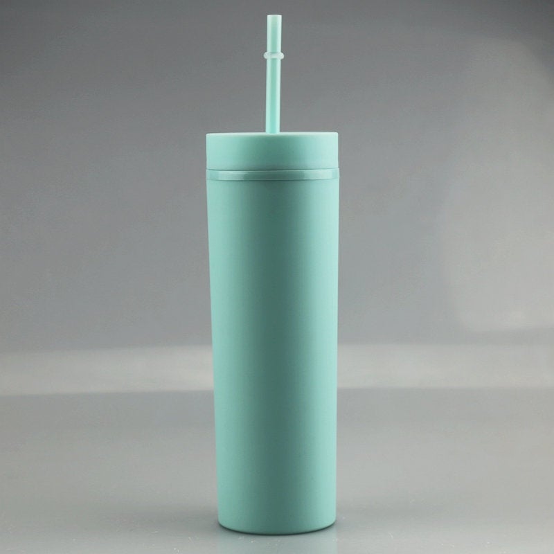 Pastel Straight Blank Tumblers, 16 oz Matte Tumblers, Double Wall Acrylic Tumbler With Straw and Screw Lid