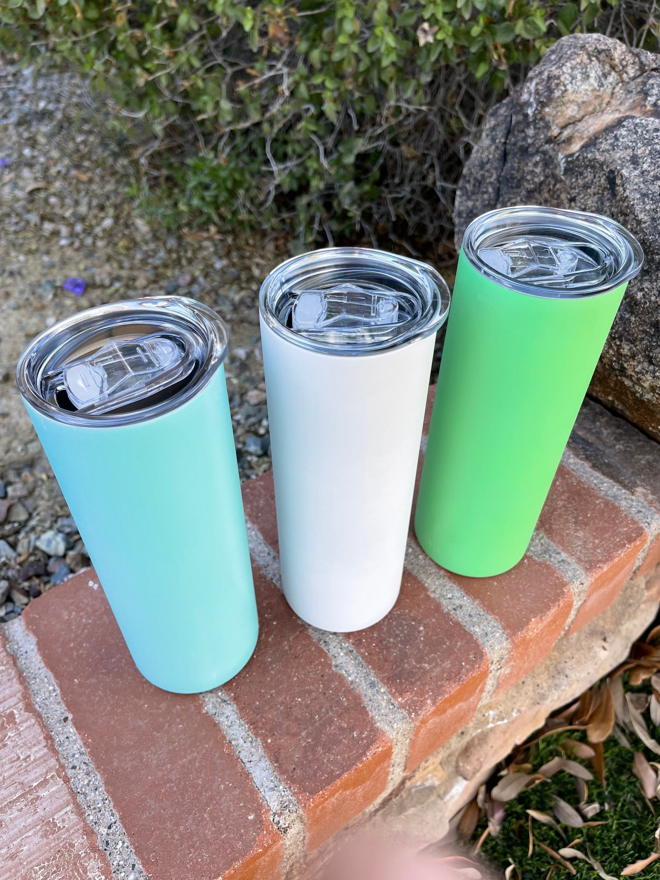 20oz Tumblers Glow in the Dark Blank White Red Coral Blue Green or Pink Stainless Sublimation Tumbler W/Straw, lid & Box