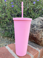 Pastel Cup Blank Cups Tumblers, 24 oz Matte Tumblers, Double Wall Acrylic Tumbler With Straw and Screw Lid BPA Free