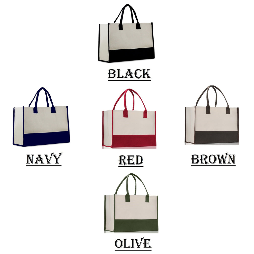 Customized Embroidered Name Tote Bag 100% Cotton Canvas and a Chic Personalized Tote Bag, Beach Bag, Market Bag, Bridesmaid Bag - Red