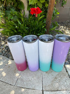 Blank Skinny Ombre 20oz Tumbler Stainless Sublimation Tumbler kit W/Straw & lid BPA Free