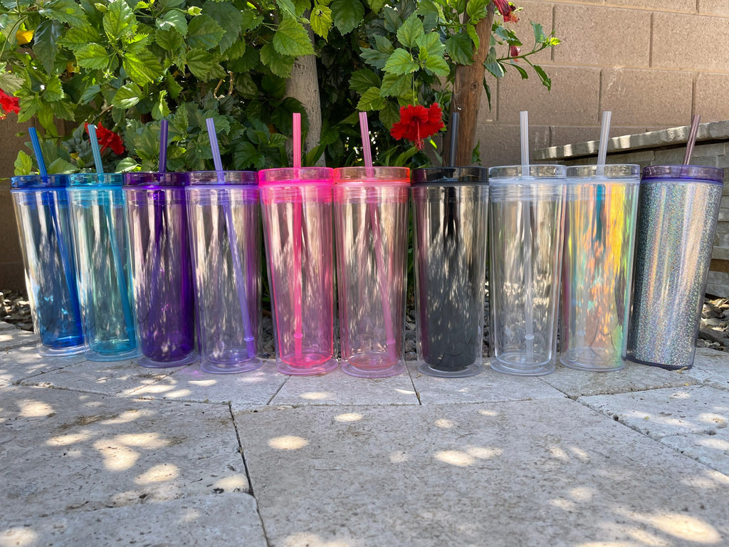 Blank Clear Skinny 19oz Large acrylic Tumbler kit W/Straw & lid BPA Free