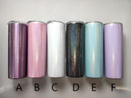 20oz Sublimation Blank Straight White Blue Purple Black Pink Stainless Glitter Sparkle Tumbler, Straw & lid