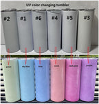 UV Color Changing & Glows Green In Dark  Combo sublimation Blank Stainless 20oz Straight Skinny Tumblers w Lid & Straw BPA Free