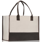 Customized Embroidered Name Tote Bag 100% Cotton Canvas and a Chic Personalized Tote Bag, Beach Bag, Market Bag, Bridesmaid Bag - Brown