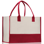 Customized Embroidered Name Tote Bag 100% Cotton Canvas and a Chic Personalized Tote Bag, Beach Bag, Market Bag, Bridesmaid Bag - Red