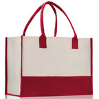 Customized Embroidered Name Tote Bag 100% Cotton Canvas and a Chic Personalized Tote Bag, Beach Bag, Market Bag, Bridesmaid Bag - Red