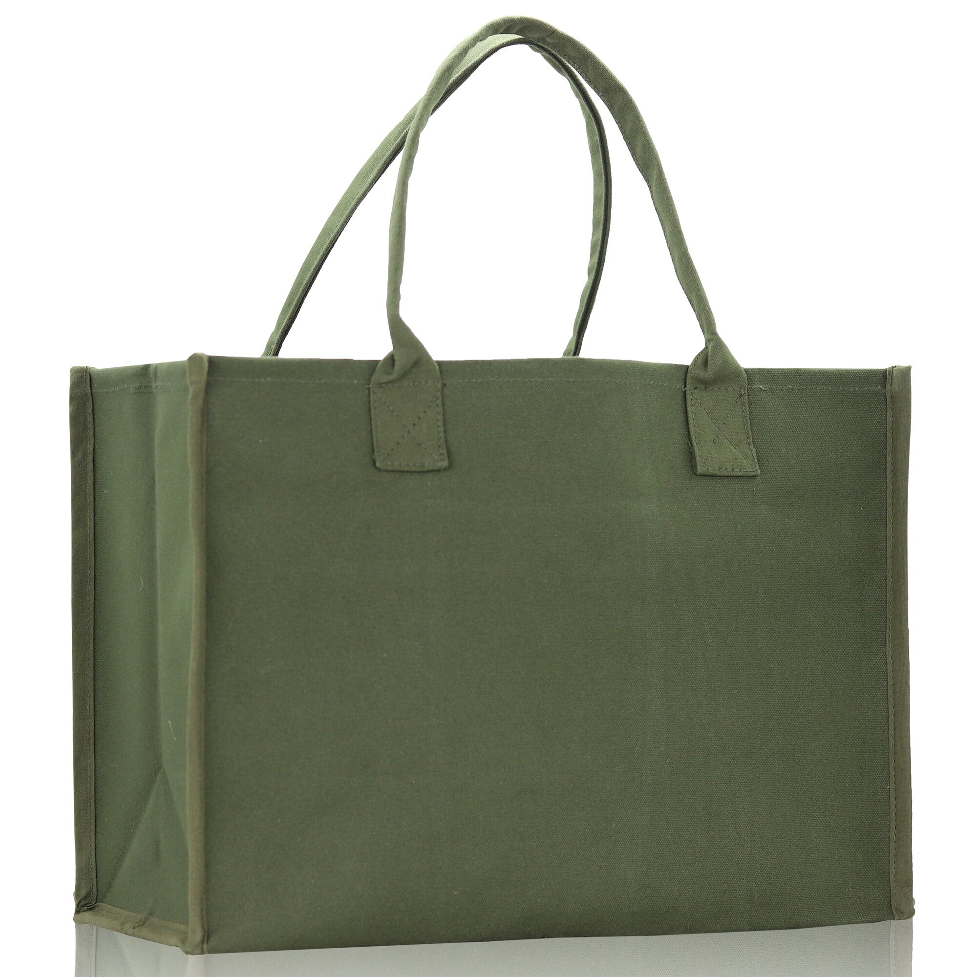 Customized Embroidered Name Tote Bag 100% Cotton Canvas and a Chic Personalized Tote Bag, Beach Bag, Market Bag, Bridesmaid Bag - Olive