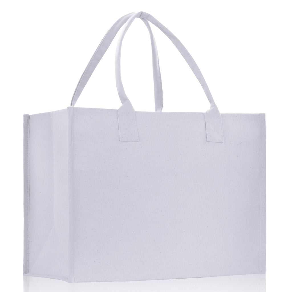 Customized Embroidered Name Tote Bag 100% Cotton Canvas and a Chic Personalized Tote Bag, Beach Bag, Market Bag, Bridesmaid Bag - White