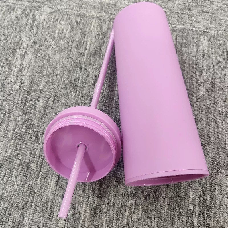 19OZ XL Pastel Straight Blank Tumblers, 19 oz Matte Tumblers, Double Wall Acrylic Tumbler With Straw and Screw Lid Multiple colors.