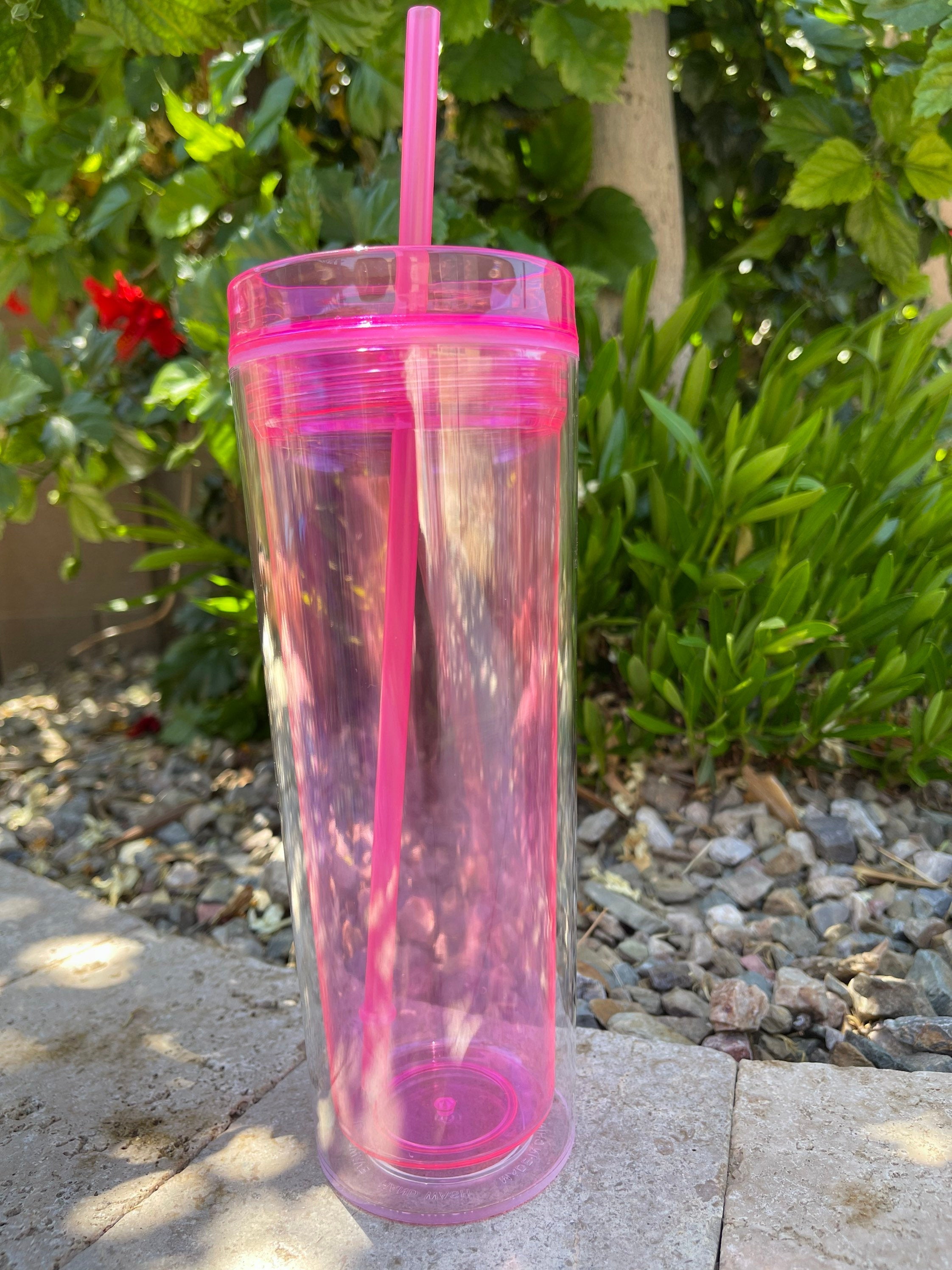 Blank Clear Skinny 19oz Large acrylic Tumbler kit W/Straw & lid BPA Free