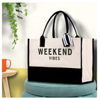 Weekend Vibes Beach Tote Bag - Large Chic Tote Bag - Gift for Her - Girls Weekend Tote - Weekender Bag - Weekend Tote - Weekend Vibes Bag