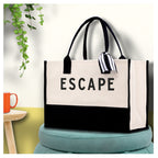 Escape Beach Tote Bag - Large Chic Tote Bag - Gift for Her - Weekender Bag - Weekend Tote - Girls Weekend Tote