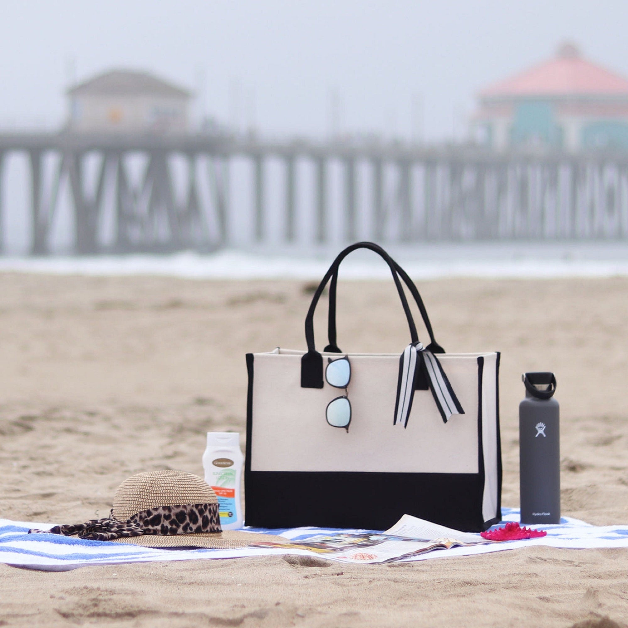 Escape Beach Tote Bag - Large Chic Tote Bag - Gift for Her - Weekender Bag - Weekend Tote - Girls Weekend Tote