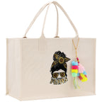 Mother's Day Tote Bag for Gift 100% Cotton Canvas Chic Tote Bag Cream, Black and Navy Color Options - Best Mom Ever - Blessed Mama - Mom