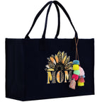 Mother's Day Tote Bag for Gift 100% Cotton Canvas Chic Tote Bag Cream, Black and Navy Color Options - Best Mom Ever - Blessed Mama - Mom