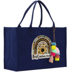 Mother's Day Tote Bag for Gift 100% Cotton Canvas Chic Tote Bag Cream, Black and Navy Color Options - Best Mom Ever - Blessed Mama - Mom