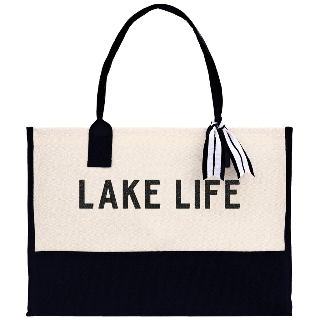 Lake Life Tote Bag - Large Chic Tote Bag - Gift for Her - Girls Weekend Tote - Weekender Bag - Weekend Tote - Boat Bag - Lake Life Gift