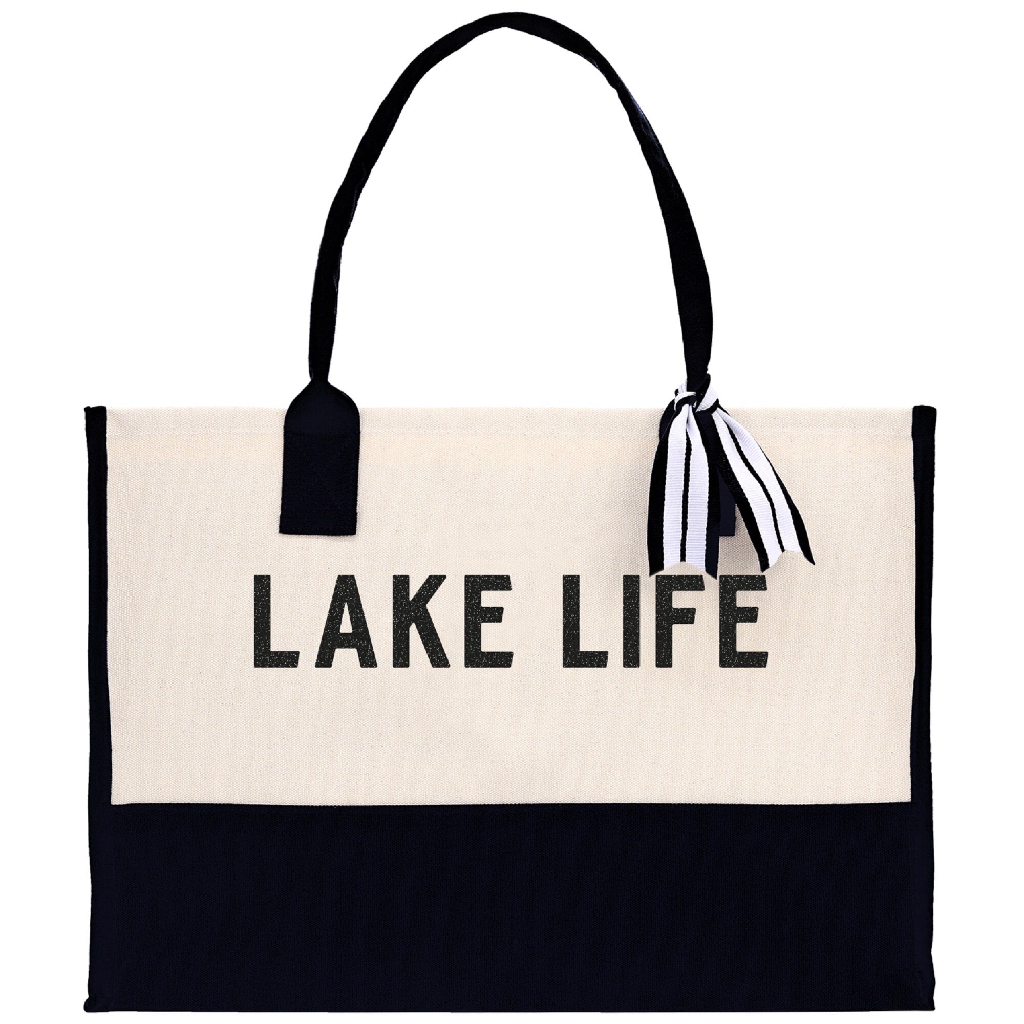 Lake Life Tote Bag - Large Chic Tote Bag - Gift for Her - Girls Weekend Tote - Weekender Bag - Weekend Tote - Boat Bag - Lake Life Gift