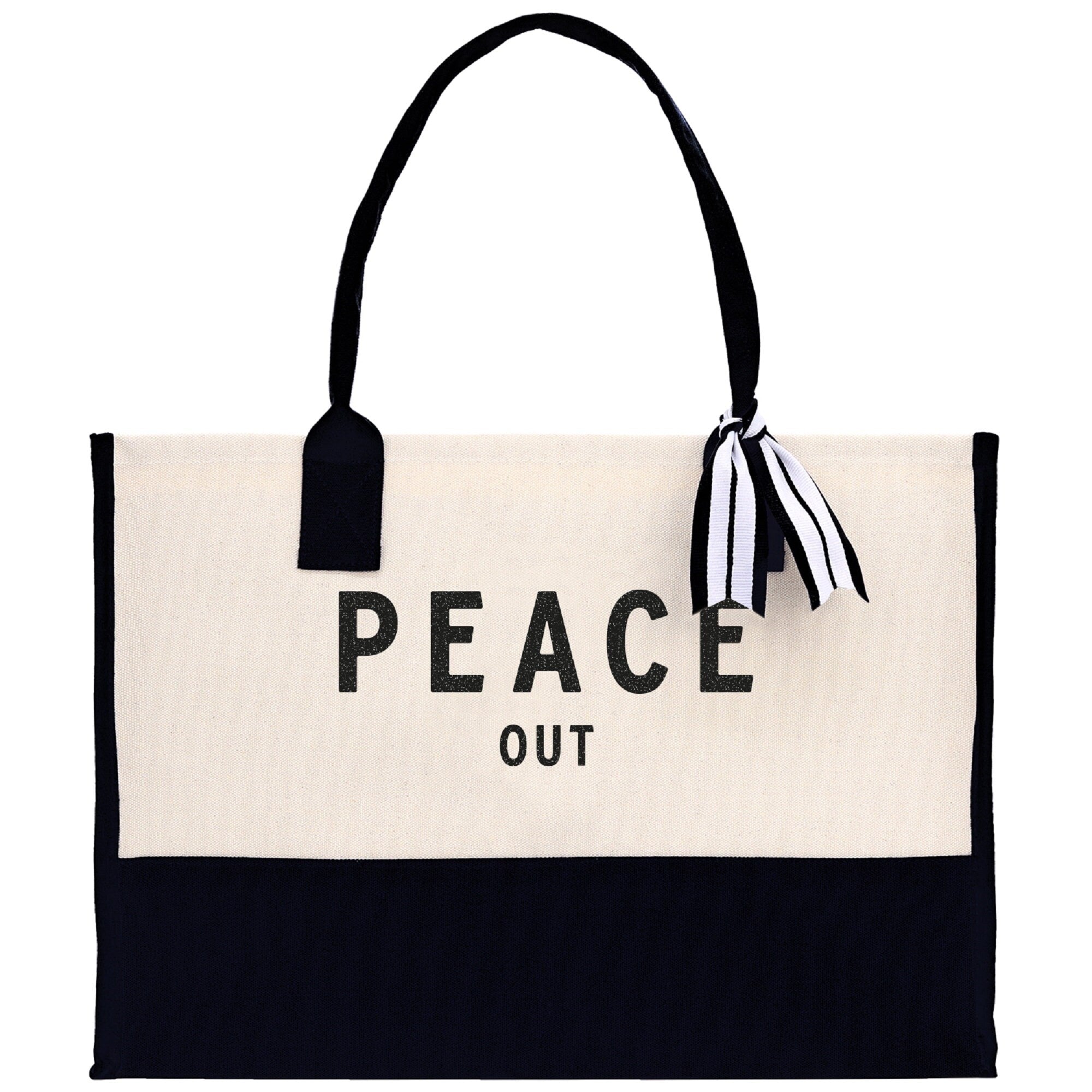 Peace Out Beach Tote Bag - Large Chic Tote Bag - Gift for Her - Vacation Tote Bag - Weekender Bag - Travel Tote