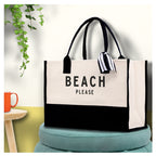Beach Please Tote Bag - Large Chic Tote Bag - Gift for Her - Girls Weekend Tote - Weekender Bag - Weekend Tote - Beach Tote Bag
