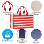 Weekend Vibes Cabana Tote Bag XL - Oversized Chic Tote Bag with Zipper and Inner Pocket - Beach Bag for Women - Weekender Beach Tote