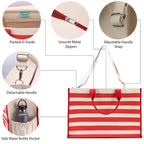 Weekend Vibes Cabana Tote Bag XL - Oversized Chic Tote Bag with Zipper and Inner Pocket - Beach Bag for Women - Weekender Beach Tote