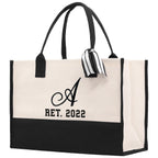 Teacher Custom Initial and Retirement Year Tote Bag Teacher Gift Teacher Retirement Gift Best Teacher Gifts Teacher Appreciation Gift