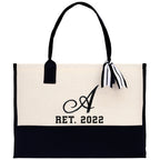 Teacher Custom Initial and Retirement Year Tote Bag Teacher Gift Teacher Retirement Gift Best Teacher Gifts Teacher Appreciation Gift