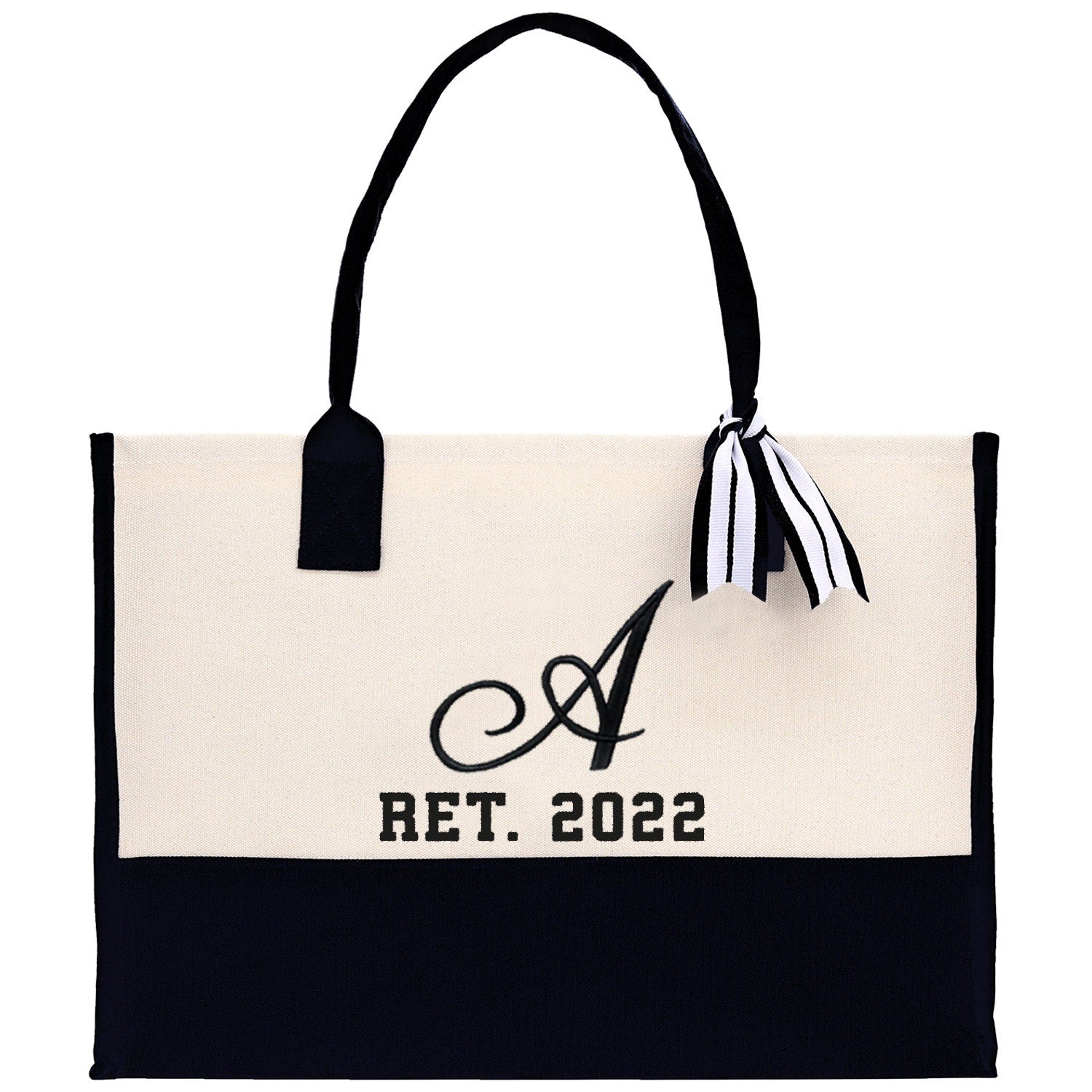 Teacher Custom Initial and Retirement Year Tote Bag Teacher Gift Teacher Retirement Gift Best Teacher Gifts Teacher Appreciation Gift