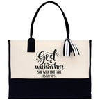 God is within her She will not fall PSALM 46:5 Religious Tote Bag for Women Bible Verse Canvas Tote Bag Religious Gifts Church Tote Bag