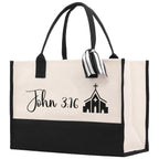 John 3:16 Religious Tote Bag for Women Bible Verse Canvas Tote Bag Religious Gifts Bible Verse Gift Church Tote Bag