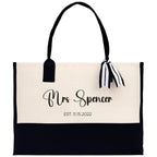 Mrs. Last Name Est Year Tote Bag Personalized Date Wedding Tote Bridal Shower Gift Honeymoon Gift Customized Wedding Gift Bridesmaid Gift
