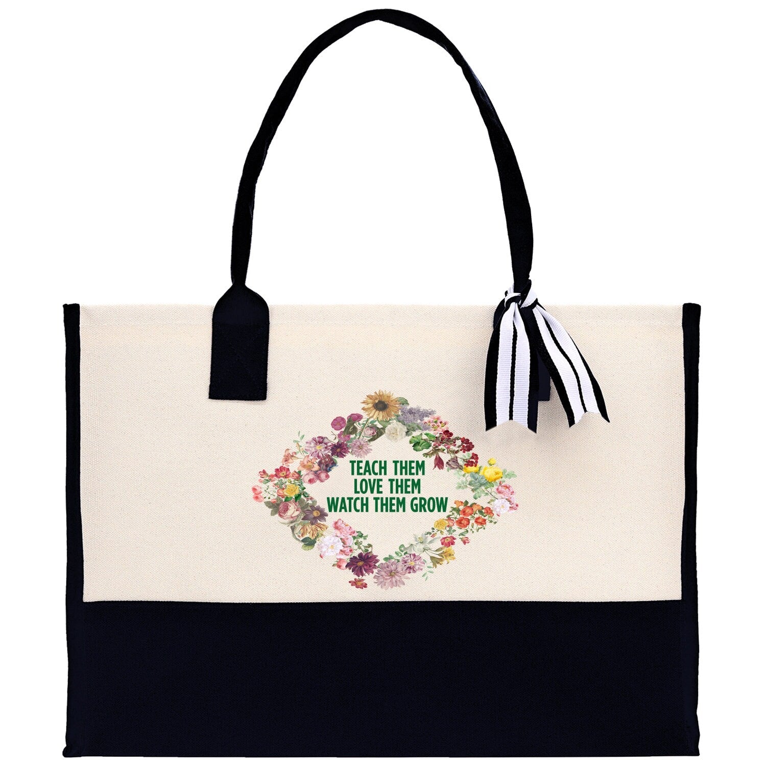 Teacher Floral Tote Bag Teacher Wildflower Graphic Tote Teacher Life Tote Bag Teacher Flower Bag Gift for Teacher Wildflower Book Bag